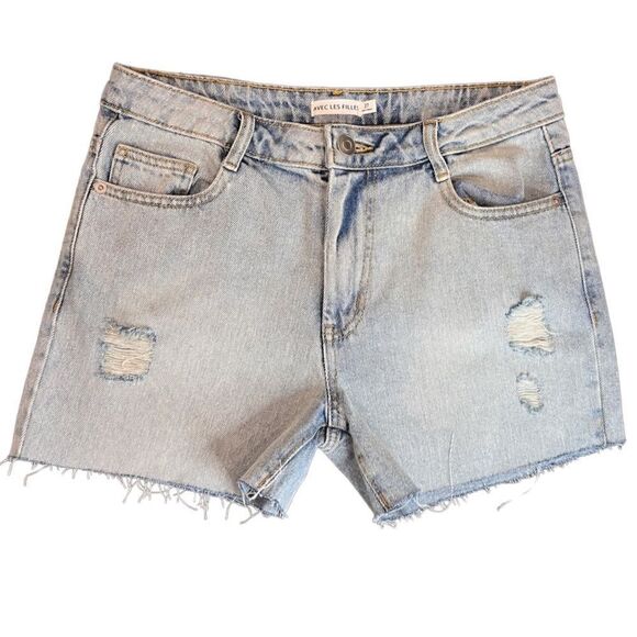 Avec les filles cut off light denim jean shorts, size 27 - Picture 1 of 15